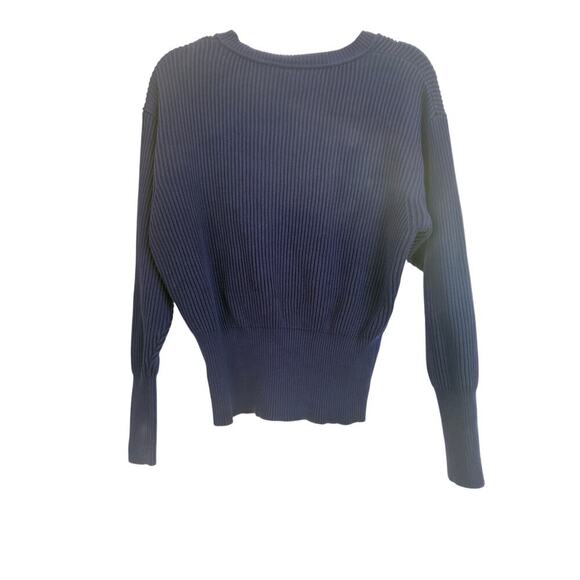 Free People Allure Slouchy V-Neck Sweater in Navy Size XS cotton - Picture 4 of 8